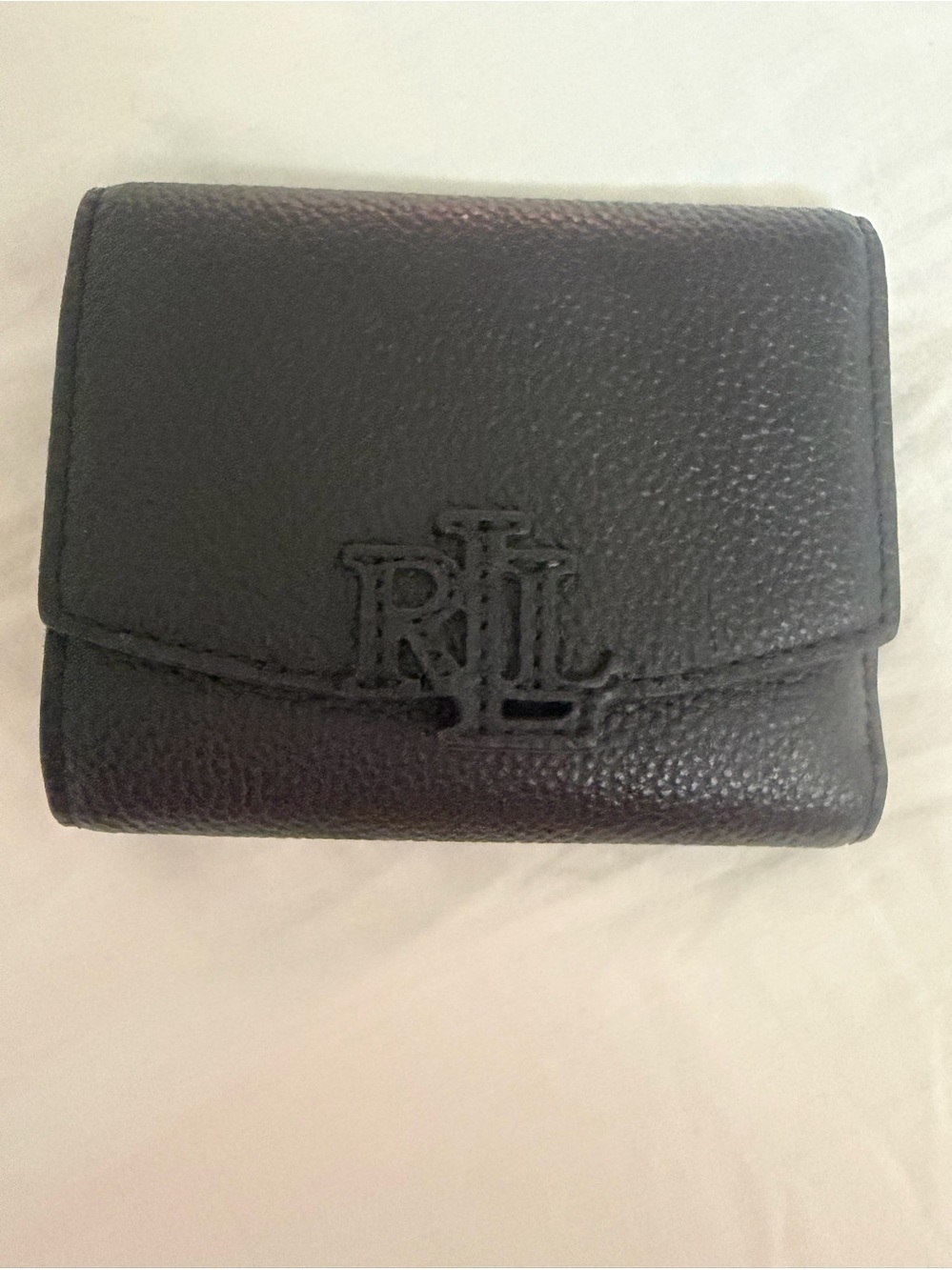 Lauren- Ralph Lauren-Black Pebbled Leather Small Cameryn Flap Wallet